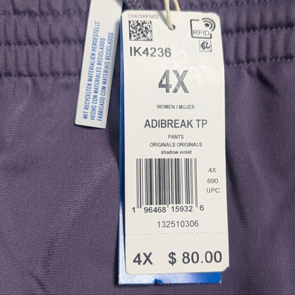 Adidas | 2 Pair Women's Snap Away Track Pants | 1 Blue 1 Purple | Plus Size 4X - Picture 13 of 14